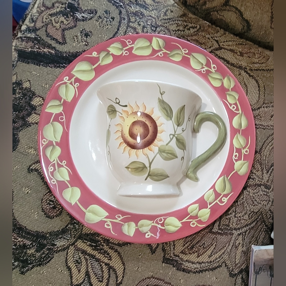 ☕️Sunflower Plate and Cup Plaque Hand🌻 - Picture 4 of 9